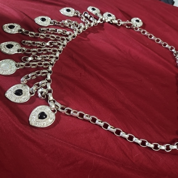 Vintage silver heart belt with black stones - Picture 6 of 6